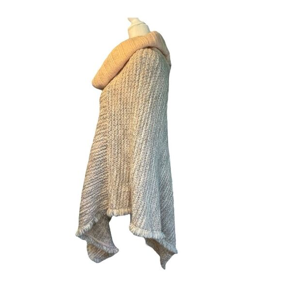 Cocogio Anthropologie Cowl Neck Poncho Sweater Salmon Pink Cream Italian Wool Bl - Picture 6 of 10